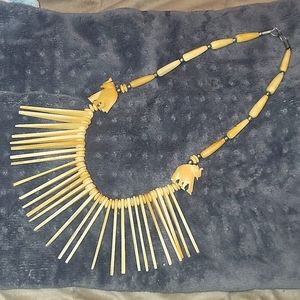 Vintage Antique Carved Elephant Necklace
